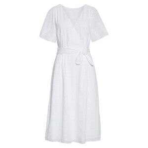 NWT Joie Azariah Midi in Clean White Embroidered Eyelet Faux Wrap Dress 2 $348